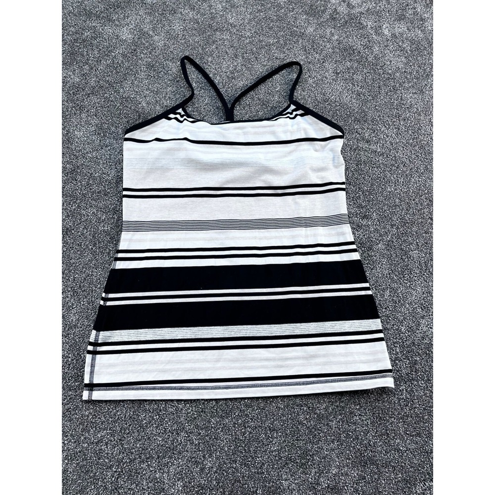Lululemon Womens Power Y Tank Top Built-In Bra White/Black Size UNK See pics